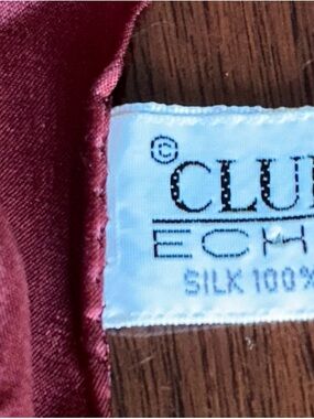Silk Scarf in Burgundy club 7 echo label 31“ x 31“ paisley pattern